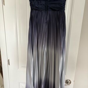 Speechless Strapless Navy and Gray Pleated Dress